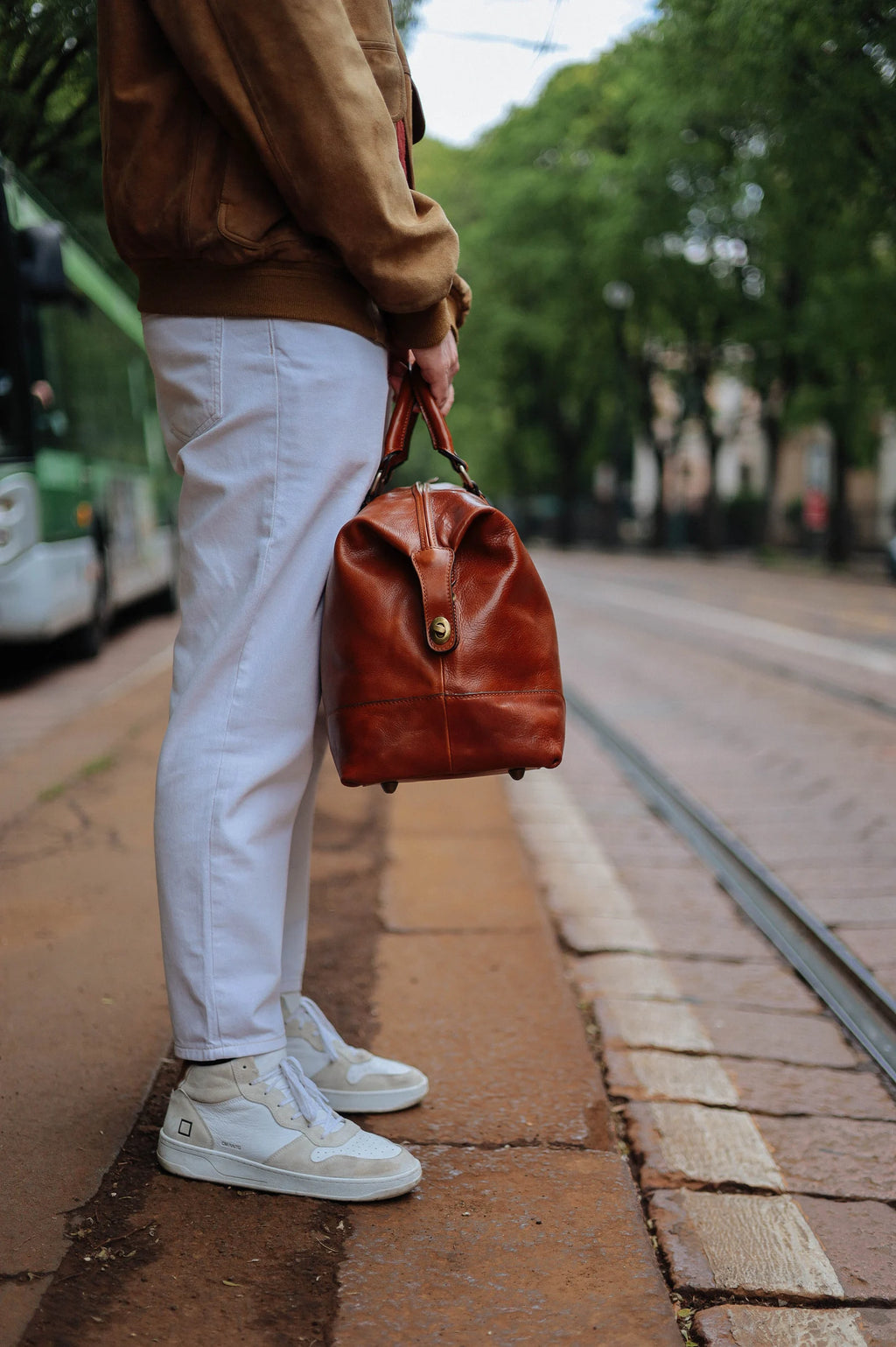 Sac de sport en cuir italien fabriqué à la main