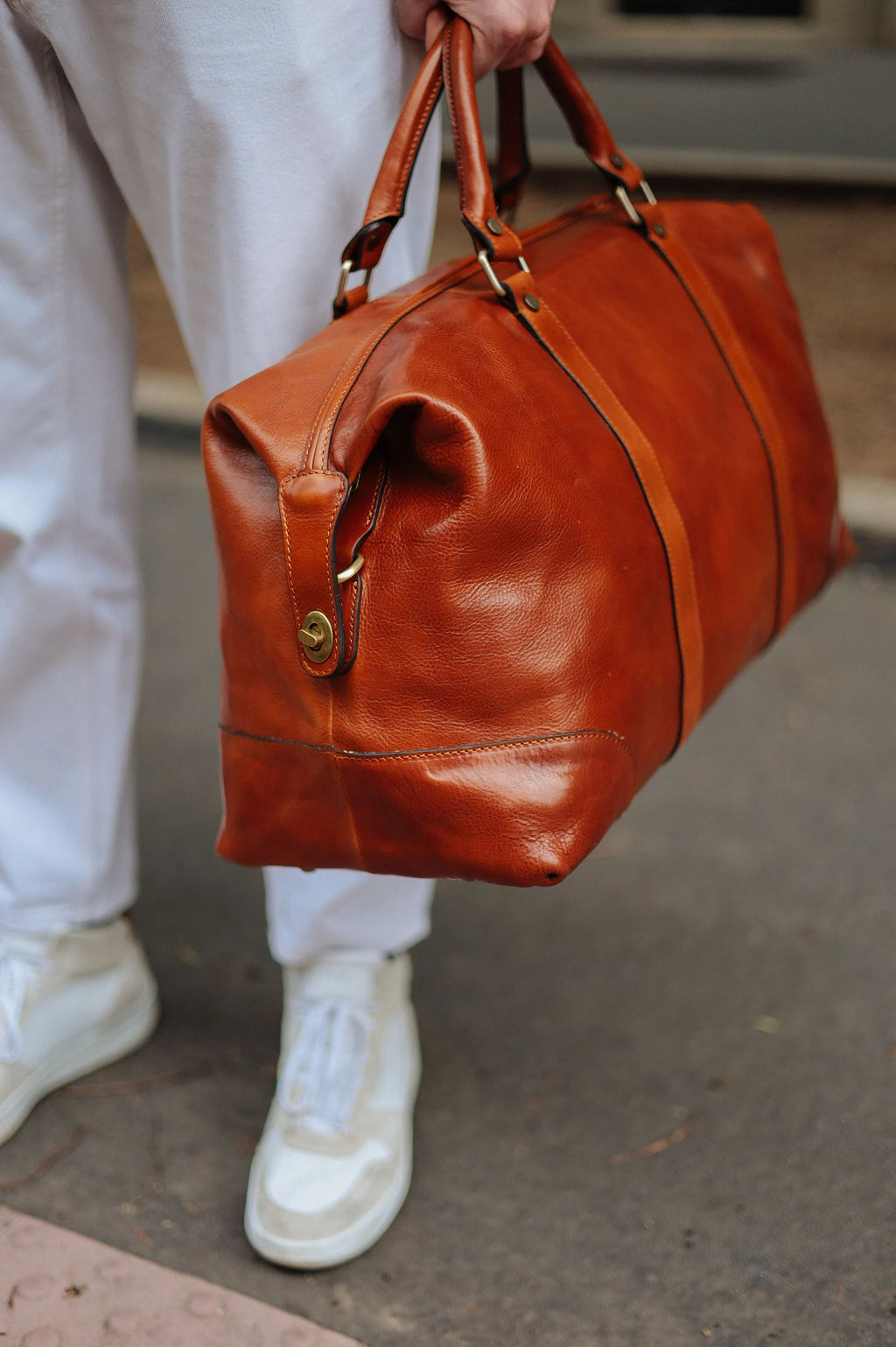 Sac de sport en cuir italien fabriqué à la main